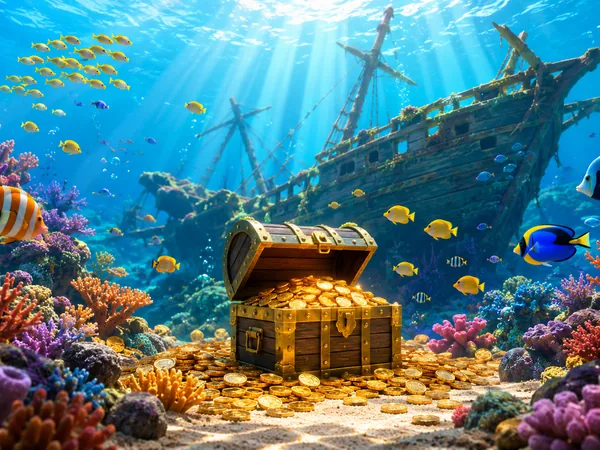 ภาพประกอบ Bombing Fishing 1 แสดงบรรยากาศเกมอาร์เคดใต้น้ำที่มีสีสัน